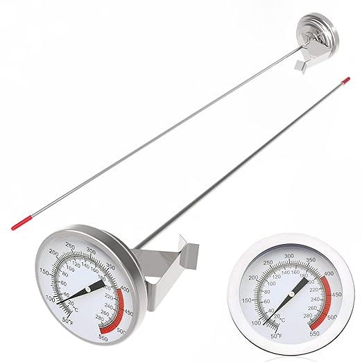 Lightbeam 16" Long Stem Deep Fry Thermometer (2 Pack) with Pot Clip, Instant Read 2" Dial Meat BBQ Turkey Thermometer Candy Thermometer for Deep Fry, Turkey, Grill, Candy & Coffee etc