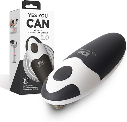 Kitchen Mama Auto 2.0 Electric Can Opener: Blade Opens Almost Any Can Pop or Soda Can - Automatic, Hands Free, Safe, Smooth Edge, Lid Remover, Battery Operated, Cordless, YES YOU CAN (Onyx Mist) by KitchenMama