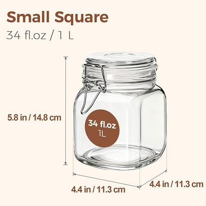 ComSaf 3-Pack Square Glass Coffee Canisters for 1lb Bean Bags, 34oz Airtight Jars with Clamp Lids for Tea, Sugar & Flour, Space-Saving Pantry Organization for Small Apartments & Coffee Station - Image 4
