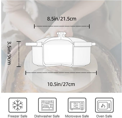 FUN ELEMENTS Casserole Dish, 2 Quart Lace Emboss Dish with Lid, Oven to Table Ceramic Round Serving Handles for Dinner and Party, Thanksgiving Christmas Gifts(Bright White) - Image 6