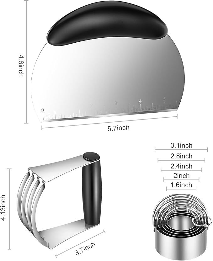 Pastry Cutter Biscuit Cutter Dough Cutters, Stainless Steel Butter Pastry Cutter Tool, Pastry Blender Baking Dough Tools, Round Biscuit Cutters, Sturdy & Long-Lasting, Gift Package (3 Pcs/Set) - Image 5