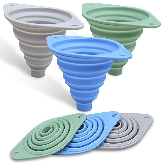 Kitchen Funnel Set 3 Pack,Funnels for Kitchen Use Filling Bottles,Silicone Funnel Collapsible,Small Funnels for Filling Small Bottles by Unknown