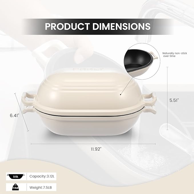 Enameled Cast Iron Dutch Oven for Sourdough Bread Baking,9 x 5-4/5 Inch Oval Cast Iron Bread Pan with Lid,Dutch Oven for Homemade Sourdough Baking,2.8QT Meatloaf Pan,Oven Safe - Image 2