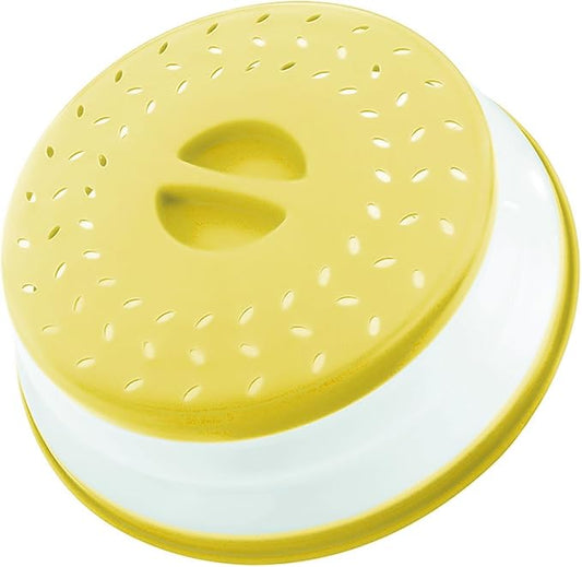 Collapsible Microwave Splatter Cover, Microwave Plate Cover With Steam Vent，BPA-Free Silicone & Plastic (Cream yellow, 10.5IN)