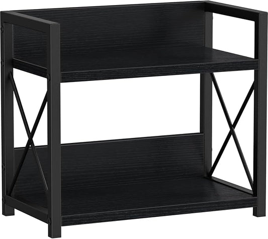 Giikin Kitchen Counter Shelf, 2 Tier Kitchen Spice Rack Organizer for Countertop, Wood Coffee Bar Organizer for Home (Black, S) by Giikin