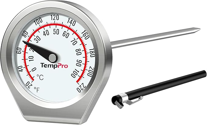 TempPro Dial Instant Read Meat Thermometer for Cooking, Grill Food Thermometer with Glass Lens, Portable Kitchen Thermometer for Liquid, Steak, Turkey Temp Checking (Previously ThermoPro) by TempPro