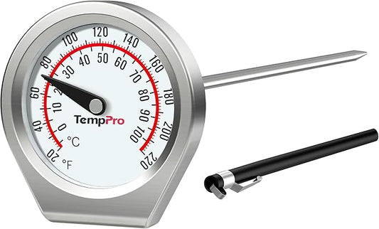 TempPro Dial Instant Read Meat Thermometer for Cooking, Grill Food Thermometer with Glass Lens, Portable Kitchen Thermometer for Liquid, Steak, Turkey Temp Checking (Previously ThermoPro) by TempPro