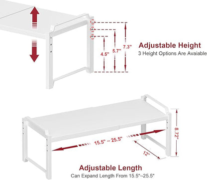 X-cosrack 12" Wide 100LBS Loading-Bearing Heavy Duty Kitchen Storage Shelf, Expandable Cabinet Shelf Organizer, Stackable Adjustable Storage Shelves for Kitchen Cabinet Cupboard Pantry Counter - Image 2