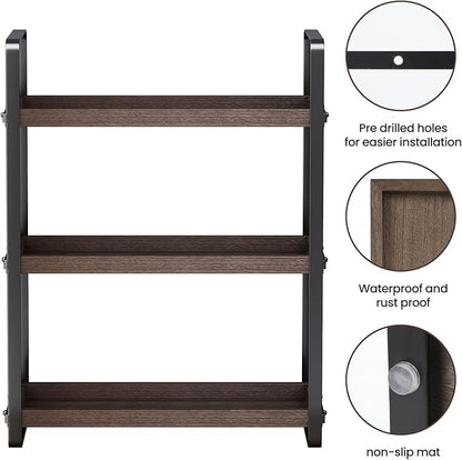HNRLOY Bathroom Counter Organizer,Bathroom Countertop Organizer,Counter Shelf,Countertop Storage,Organization and Storage,Makeup Shelf,Sink Caddy(Brown 3 Tier) - Image 4