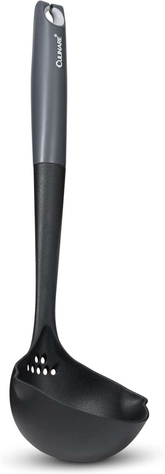 Culinare Soup Ladle with Dual Pouring Spouts & Herb Stripper – Heat-Resistant, Non-Stick Safe Serving Spoon for Soups, Stews & Sauces – Ergonomic Handle, Dishwasher Safe, Easy Storage