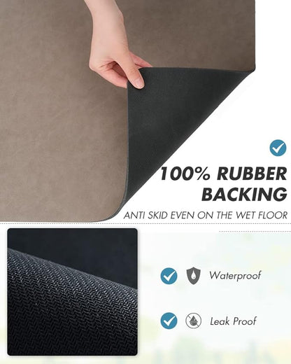 AMOAMI Coffee Mat Hide Stain Rubber Backed Absorbent Dish Drying Mat for Kitchen Counter - Brown, Fits Under Coffee Maker & Machine - Image 6