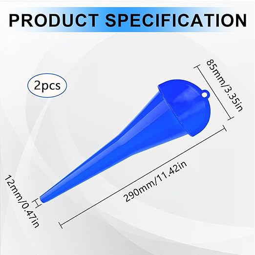 Long-Neck Oil Funnel for Automotive – Multi-Function Plastic Funnel for Oil, Gas & Lubricants – Universal Car Accessory (Blue (2-Pack)) - Image 2
