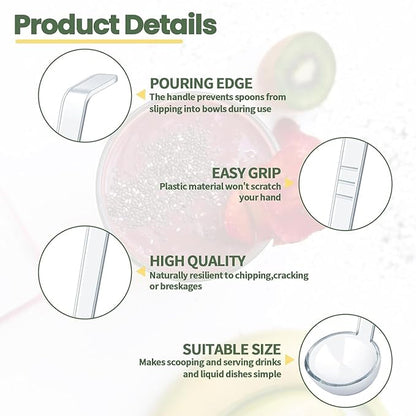12 Pcs 1 Oz Small Ladle 7.87 Inches Mini Ladles for Serving Sauce, Soup, Dressing, Punch Bowl, Gravy, Cocktail, Fruit Juices – Clear Plastic Long Handle Ladles for Parties, Catering - Image 3