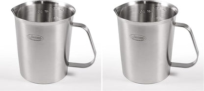 Newness Stainless Steel Measuring Cup, Metal Measuring Cup with Handle (Upgraded, 3 Marking Including Cup/ML/Ounce Scale), 16 Ounces (0.5 Liter, 2 Cup) (Pack of 2) by Newness