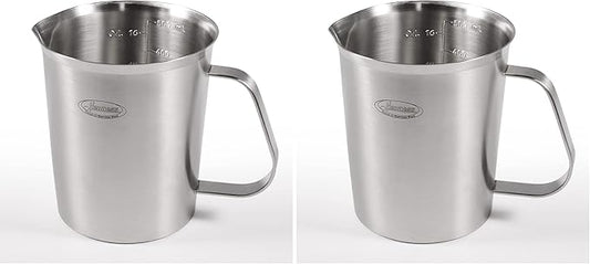 Newness Stainless Steel Measuring Cup, Metal Measuring Cup with Handle (Upgraded, 3 Marking Including Cup/ML/Ounce Scale), 16 Ounces (0.5 Liter, 2 Cup) (Pack of 2) by Newness