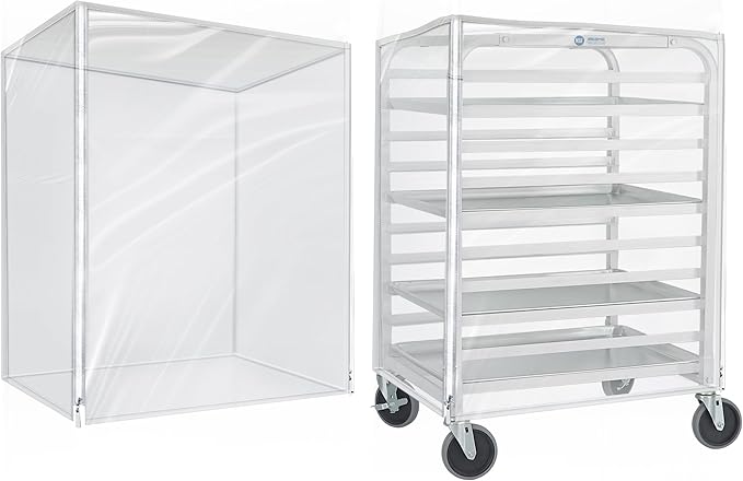BIEAMA Bun Rack Cover – 10 Tier Commercial Bakers Racks Sheet Pan Rack Cover PVC with 2 Sided Zippers, Clear 27" L x 21" W x 33" H by BIEAMA