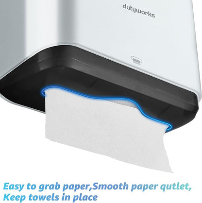 Paper Towel Dispenser Wall Mount, Multifold Paper Towel Holder Adhesive Hand Towel Dispenser for Bathroom Kitchen Commercial, Silver