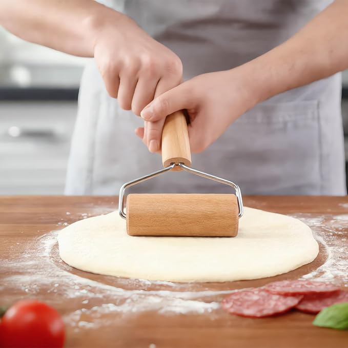 Small Wooden Rolling Pin for Dough Mini Dough Roller with Double Handles Non Stick Pizza Rolling Pin for Baking Pastry Tortilla Cookie Dumpling(2PCS) - Image 7