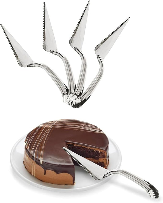 PARTY BARGAINS Silver Plastic Cake Cutter, 10 Inch Classic Disposable Cake Server for Weddings, Birthdays & Parties, BPA Free, Heavy-Duty Serving Utensil, 4 Pack