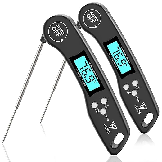 DOQAUS Digital Meat Thermometer, 2 Pack Instant Read Food Thermometer for Cooking, Kitchen Probe with Backlit & Reversible Display, Wide Temperature Range for Turkey, Bread, Baking, Sourdough by DOQAUS