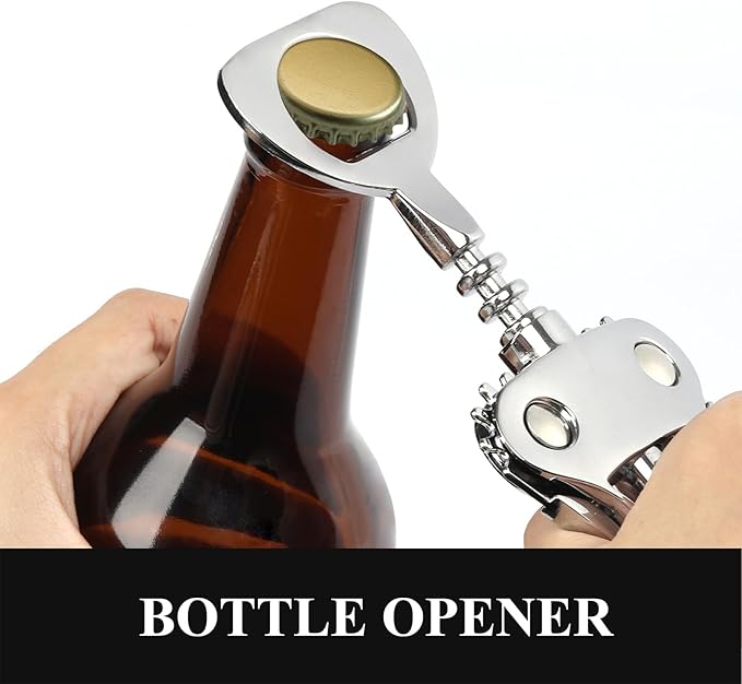 KORCCI Multifunctional Wine Bottle Opener Gift Set - Heavy-Duty Zinc Alloy Wing Corkscrew, Foil Cutter, Vacuum Stopper & Aerator Pourer for Kitchen, Bar, Restaurant, Bartenders - Image 5