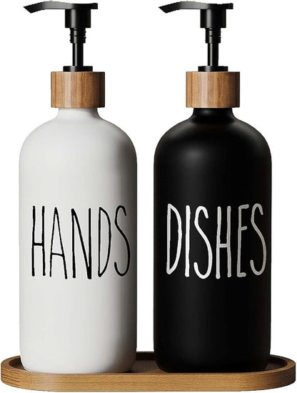 Dish Soap Dispenser for Kitchen Sink.Glass Hand Soap Dispenser, Modern Farmhouse Decor for Bathroom,Kitchen Sink Decor by Aeakey