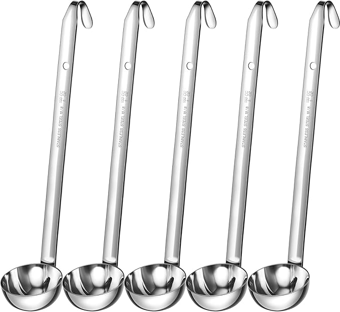 Cunhill 5 Pcs Soup Ladles Stainless Steel Serving Ladles with Long Handle for Serving, Cooking, Stirring, Portioning Kitchen Restaurant Accessories(5 oz) by Cunhill
