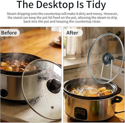 Slow Cooker Lid Holder Fit for Crockpo-t, Slow Cooker Lid Holder Fits Various Lids Sizes, Space-Saving & Heat Resistant Kitchen Organizer (COLOR:Silver)