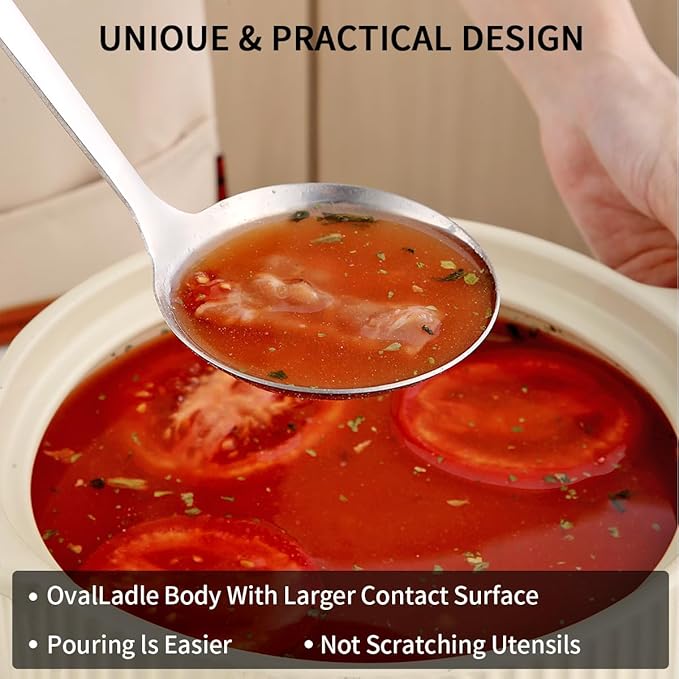 Berglander Stainless Steel Soup Ladle, 11.8" Durable Ladel Spoon for Serving or Cooking, Dishwasher Safe, Durable & Rust-Resistant Cooking Utensil - Image 5