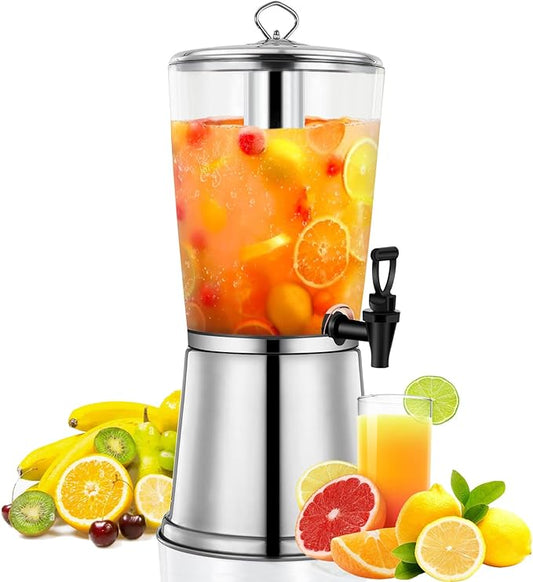 2 Gallons Beverage Dispenser With Stand, Drink Dispensers for Parties, Stainless Steel Juice Dispensers with Ice Tube and Spigot, Punch Dispenser For Parties by Unknown