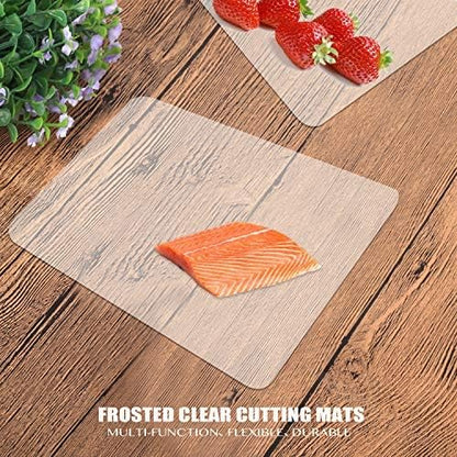 Fotouzy Plastic Cutting Board Set of 7, Frosted Clear Flexible Cutting Mats, BPA-Free, Non-Porous, Dishwasher Safe, Transparent - Image 4