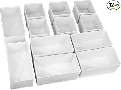 Fordonral Drawer Organizer Clothes, Foldable Fabric Dresser Organizer Closet Organizers and Storage Box for Underwear,Folded Clothes,Baby Clothing,Socks,Bra,Towels,Ties(6M+6S,White) by Fordonral