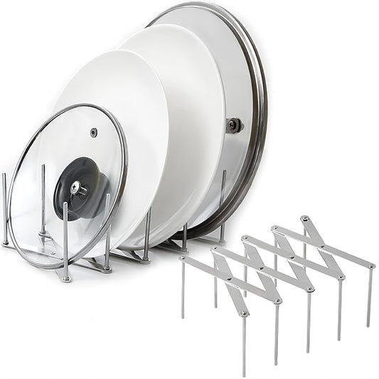 GREATLINK Adjustable Pot Lid Organizers, Dish Rack to Store Houseware, Plate Rack While Cooking, Kitchen Cabinet Pantry Pan and Pot Lid Organizer Rack Holder,4 sectional, 1Pcs by GREATLINK