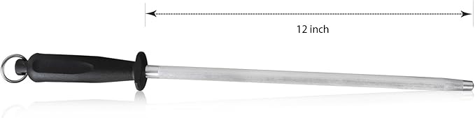 Professional Carbon Steel Black Knife Sharpening Steel, Black 12 Inch - Image 2