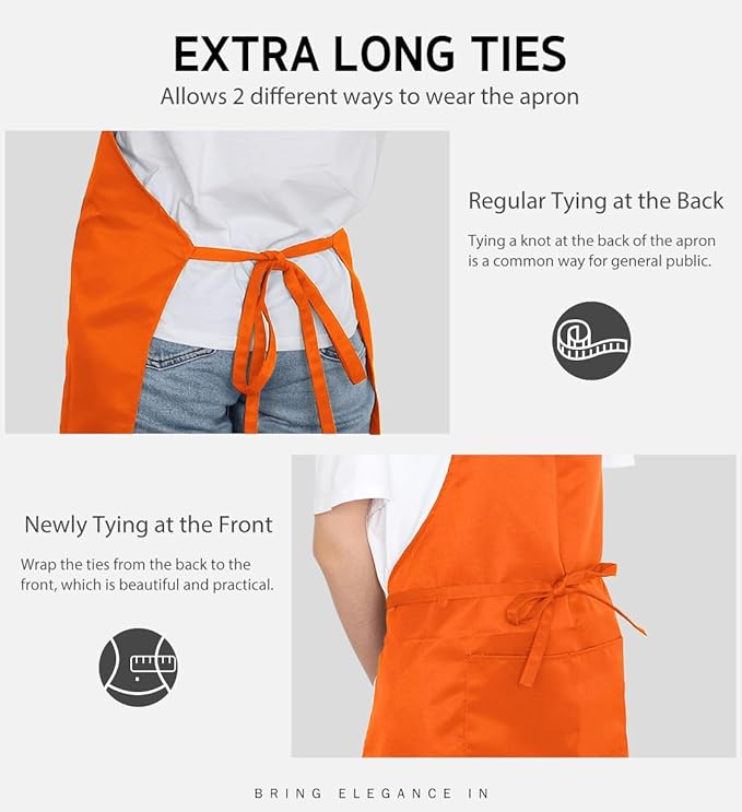 Syntus 12 Pack Bib Apron, Unisex Aprons Adjustable Waterdrop Resistant with 2 Pockets Cooking Kitchen Apron for Chef, BBQ Drawing Apron Bulk, Multi-Color - Image 6