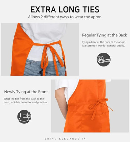 Syntus 12 Pack Bib Apron, Unisex Aprons Adjustable Waterdrop Resistant with 2 Pockets Cooking Kitchen Apron for Chef, BBQ Drawing Apron Bulk, Multi-Color - Image 6