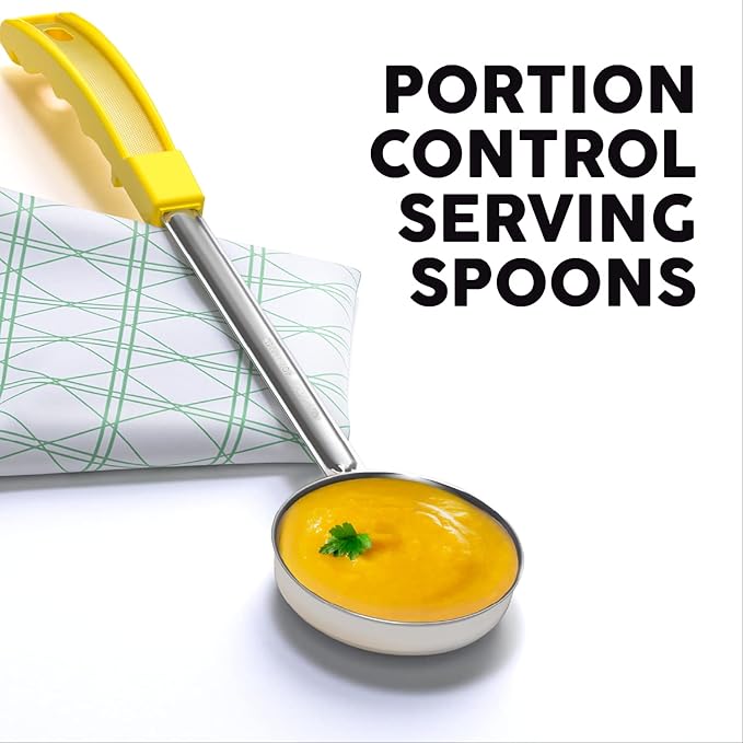 Portion Control Serving Spoons - (8 Piece Set) Restaurant Measuring Serving Ladle Utensils for Weight Loss, Bariatric Gastric Sleeve, Includes 2, 4, 6, 8 oz Solid & Perforated Scoops, 14-1/4" Long - Image 6