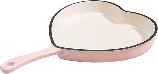 Paris Hilton Enameled Cast Iron Heart Skillet Pan, Superior Heat Retention, Oven Safe, Long-Lasting Enamel, 10-Inch, Pink by TheWorldofParisHilton