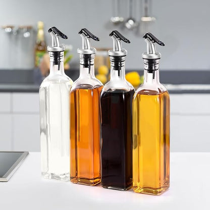 Showvigor Olive Oil Dispenser Bottles, 2Pack 17oz/500 ml Square Glass Tall Oil Bottles with 4 Labels, 2 Pourers and 1 Funnel - Image 6