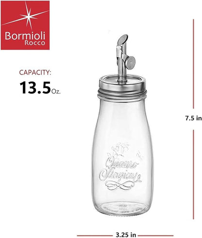 Bormioli Rocco Quattro Stagioni, 13.5 Oz Olive Oil Dispensers with Weighted Pourer, Durable Glass, Made in Italy - Image 2