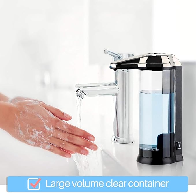Secura 17oz Automatic Liquid Soap Dispenser, Touchless Battery Operated Hand Soap Dispenser with Adjustable Soap Dispensing Volume Control Dial, Personal Care Dispenser (Brushed Nickel) - Image 2