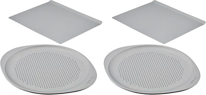 Farberware GoldenBake Nonstick Baking Sheet and Pizza Crisper Pan Set, 2 Piece, Gray (Pack of 2)
