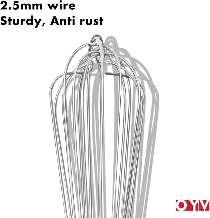 OYV 18/10 Stainless Steel Large Whisk, 17" Commercial Heavy Duty Whisk for Whipping Eggs, Mixing Batter, Making Sauces, Long Wisk Dishwasher Safe - Image 4