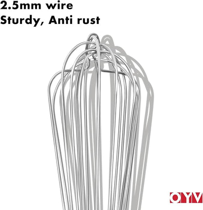 OYV 18/10 Stainless Steel Large Whisk, 17" Commercial Heavy Duty Whisk for Whipping Eggs, Mixing Batter, Making Sauces, Long Wisk Dishwasher Safe - Image 4