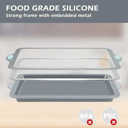 Webake Silicone Sheet Cake Pan, 14 Inch Silicone Sheet Pans 2 Pack Cookie Sheet Jelly Roll Pan Rectangular Cooking Sheet Baking Trays for Oven