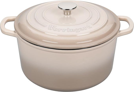 VORRINGARD Enameled Cast Iron Dutch Oven Pot with Lid, for Sourdough Bread Baking, Round Dutch Ovens, 6 Quart, Latte by Unknown