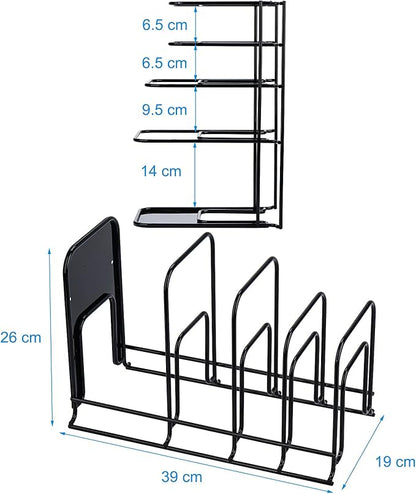 Toplife 2 Pack Heavy Duty Pan Organizer, 5 Tier Pot and Pan Organizer Rack for Cast Iron Skillets, Griddles and Pots - Sturdy Steel Construction- No Assembly Required - Black - Image 2