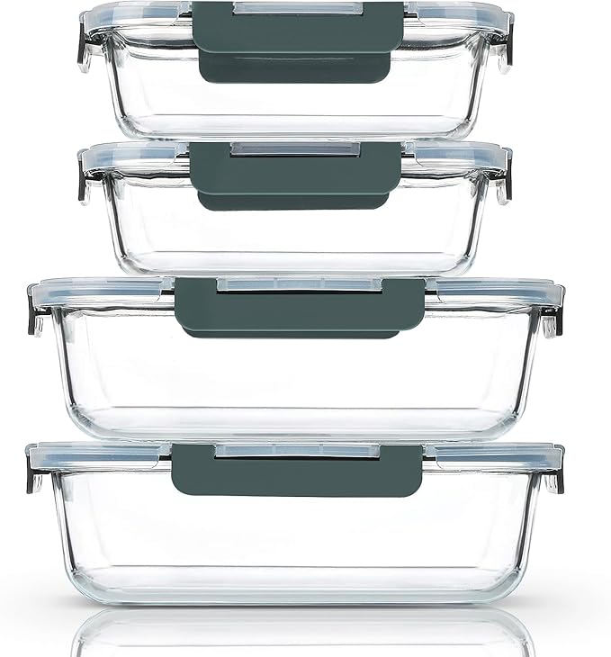 M MCIRCO [80 oz & 36 oz Extra Large Glass Food Storage/Baking Containers Set with Lids, 2 Pack 80 oz(10 cup)&2 Pack 36 oz (4.5 cup) Airtight Glass Container,Microwave,Oven,Freezer and Dishwasher by MMCIRCO