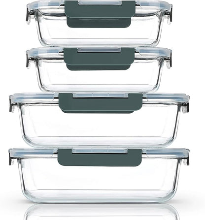 M MCIRCO [80 oz & 36 oz Extra Large Glass Food Storage/Baking Containers Set with Lids, 2 Pack 80 oz(10 cup)&2 Pack 36 oz (4.5 cup) Airtight Glass Container,Microwave,Oven,Freezer and Dishwasher by MMCIRCO