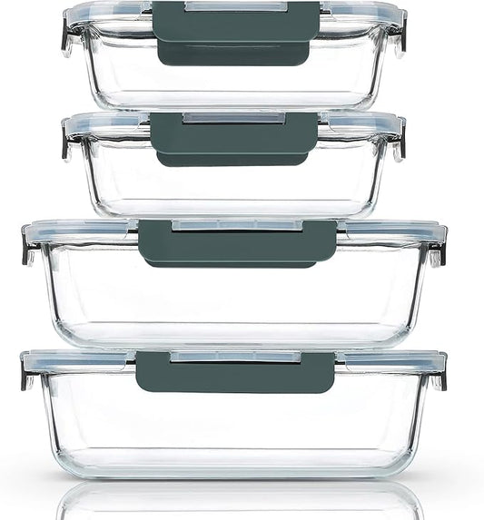 M MCIRCO [80 oz & 36 oz Extra Large Glass Food Storage/Baking Containers Set with Lids, 2 Pack 80 oz(10 cup)&2 Pack 36 oz (4.5 cup) Airtight Glass Container,Microwave,Oven,Freezer and Dishwasher by MMCIRCO